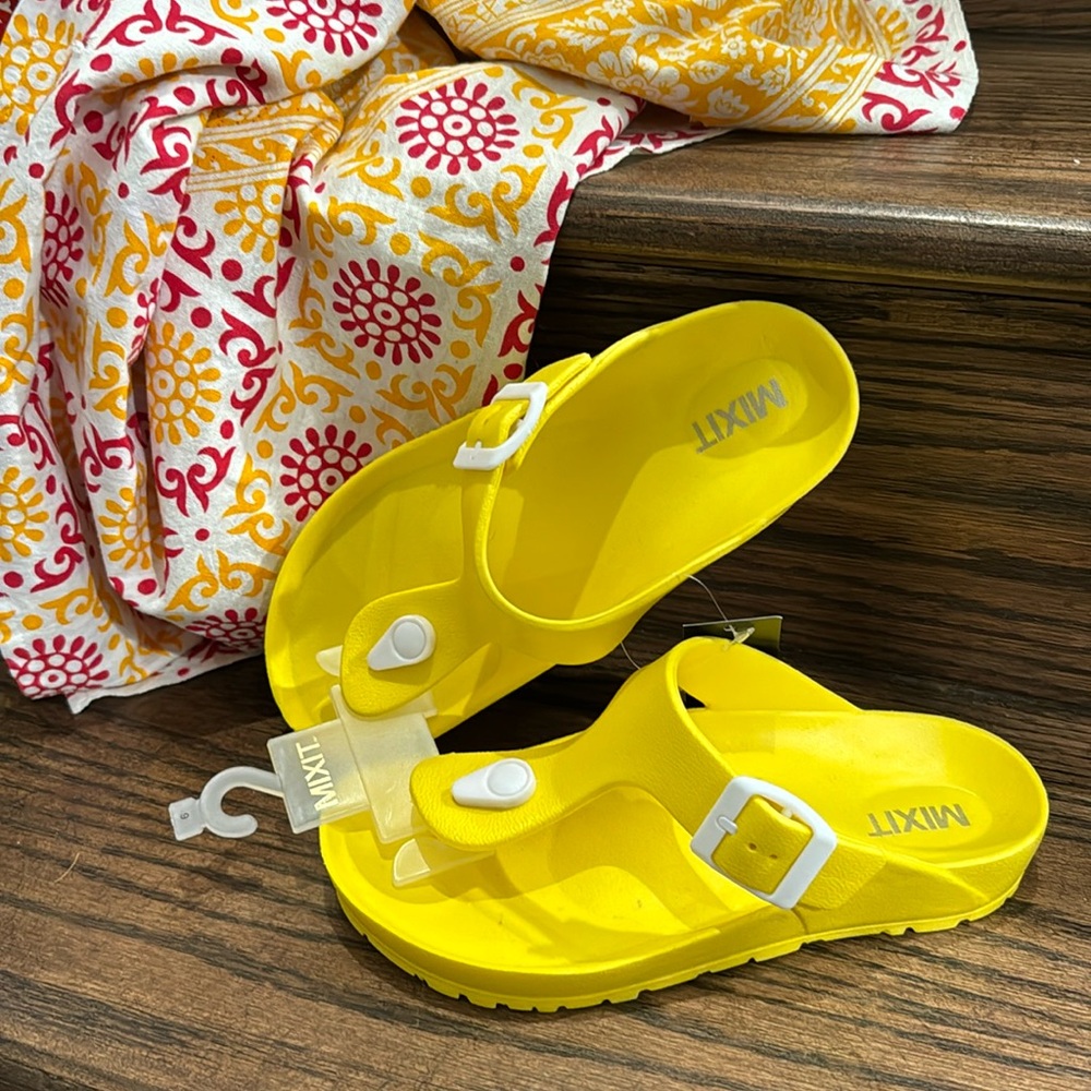 Bright Yellow Mix It Slip In Thong Toe Sandals